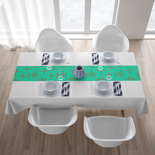 Charles & Ray Eames Small Dot Pattern Table Runner Retro Mid Century Modern Lines Teal Blue Pink MM2 Vintage Style 72 x 16