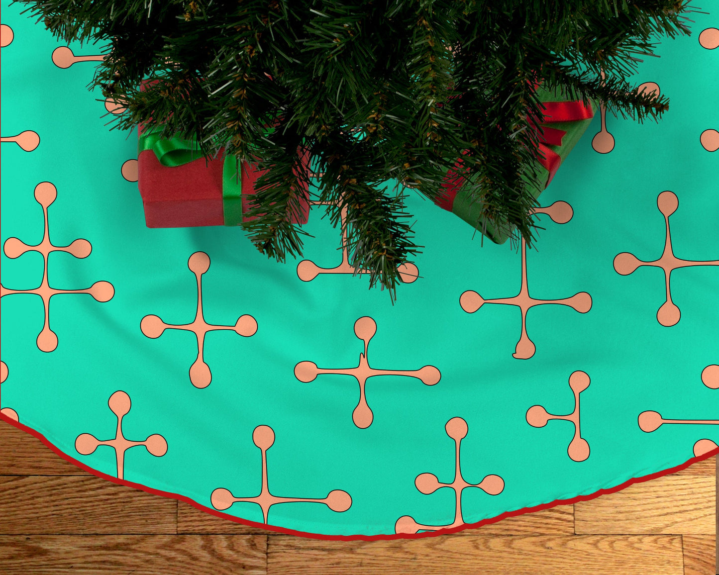 Charles & Ray Eames Small Dot Pattern Christmas Tree Skirt MCM Retro Mid Century Modern Style Small Dots with Lines