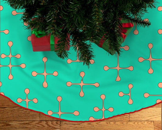 Charles & Ray Eames Small Dot Pattern Christmas Tree Skirt MCM Retro Mid Century Modern Style Small Dots with Lines