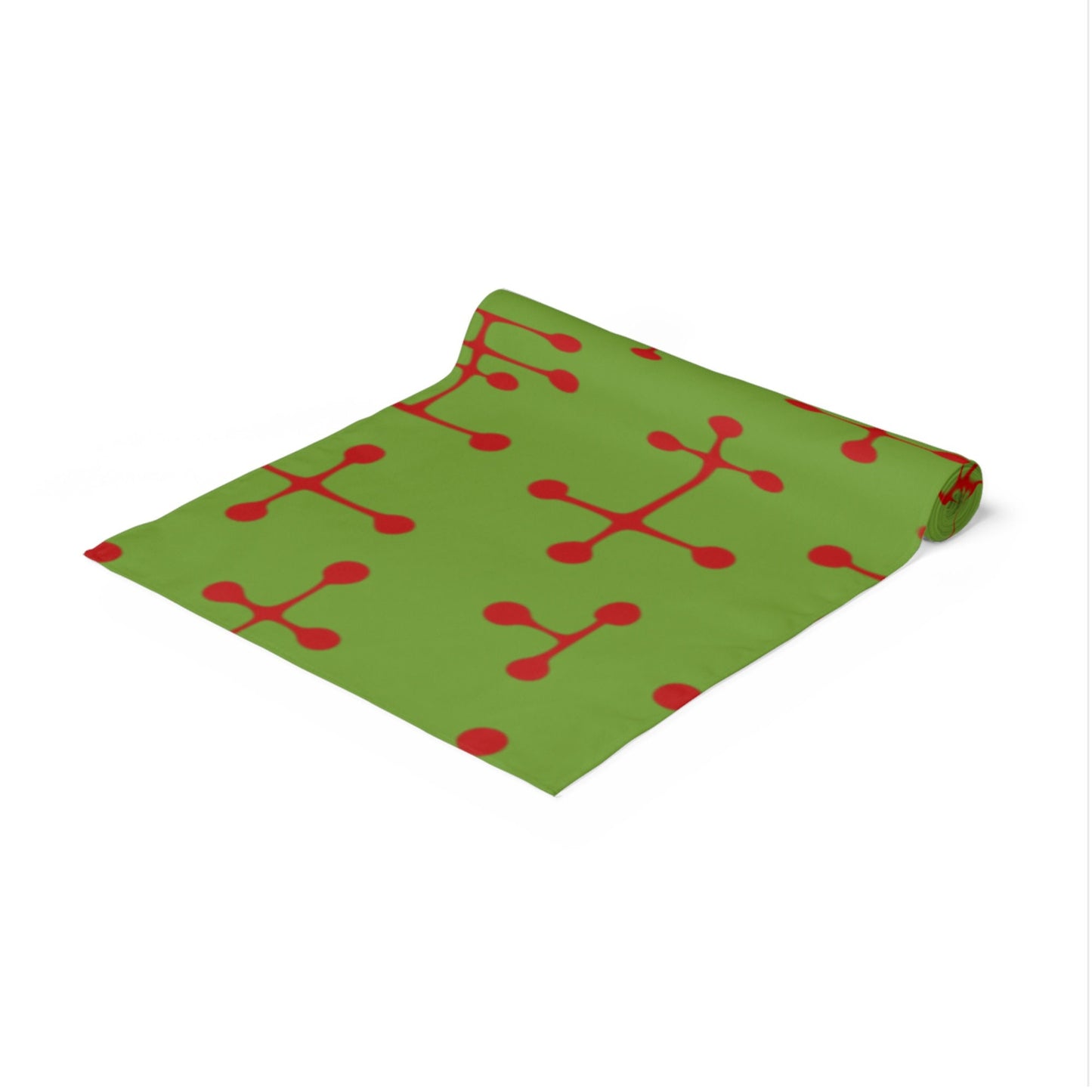 Charles & Ray Eames Small Dot Pattern Table Runner Mcm Retro Vintage Style Geometric Red Green Lines Dots Christmas Holidays