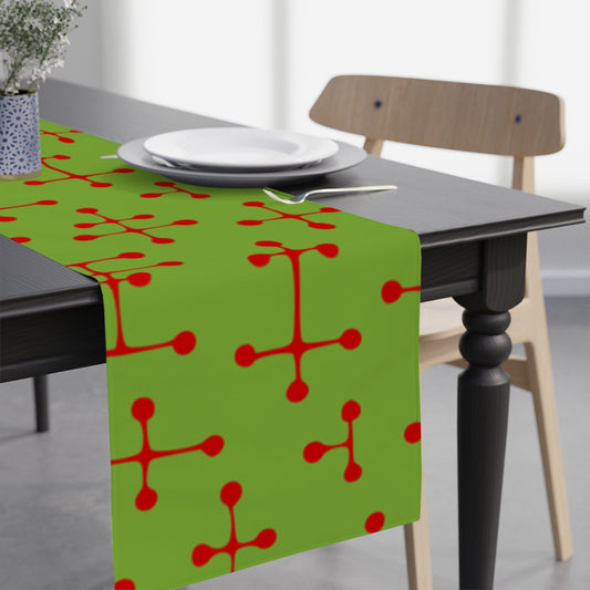 Charles & Ray Eames Small Dot Pattern Table Runner Mcm Retro Vintage Style Geometric Red Green Lines Dots Christmas Holidays