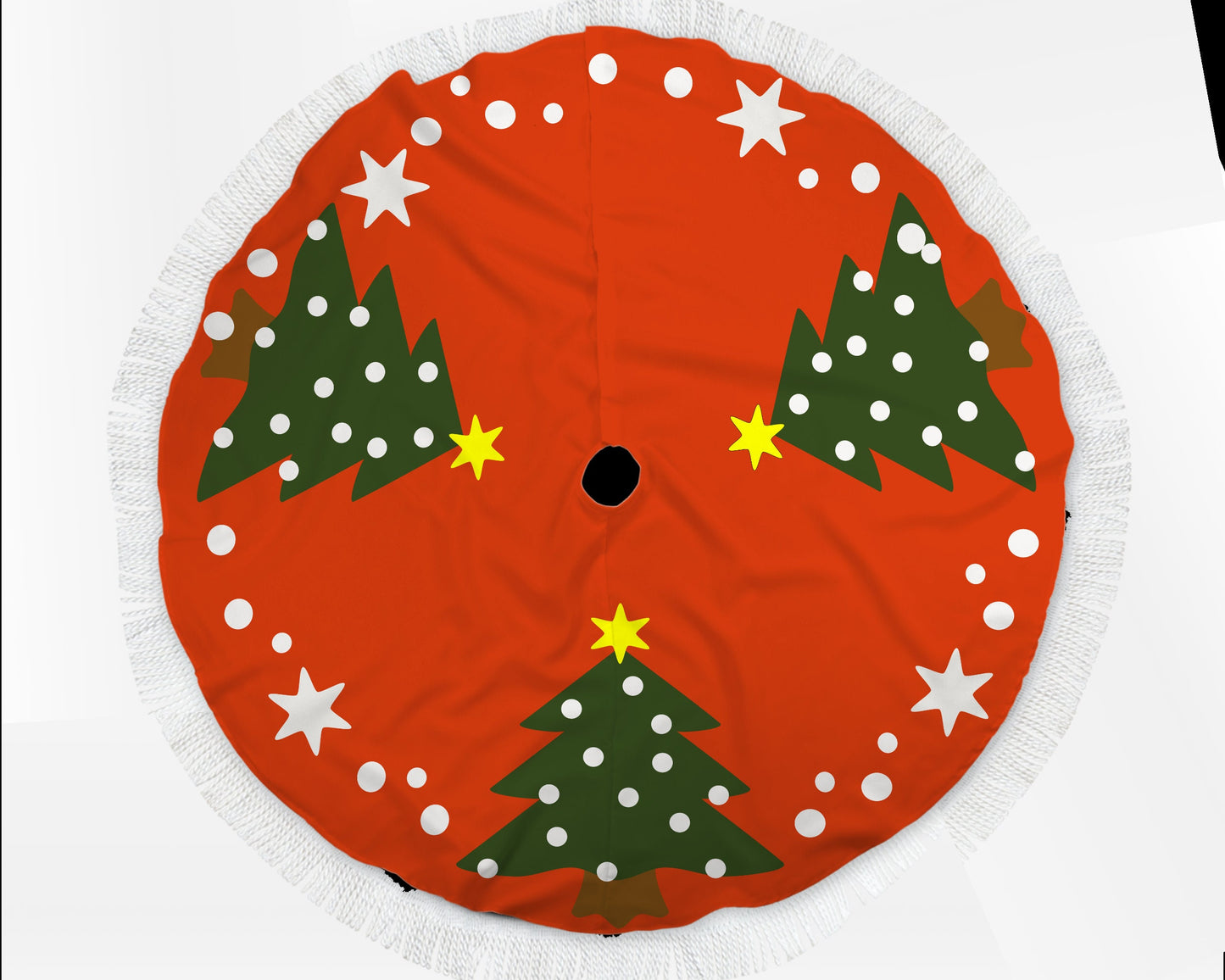 Christmas Tree Skirt Retro Vintage Folk Art Style