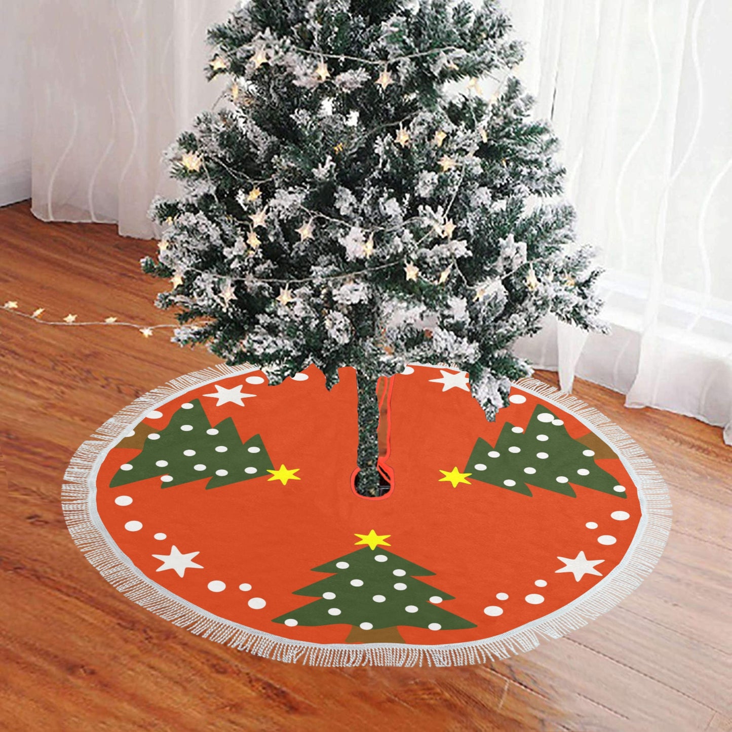 Christmas Tree Skirt Retro Vintage Folk Art Style