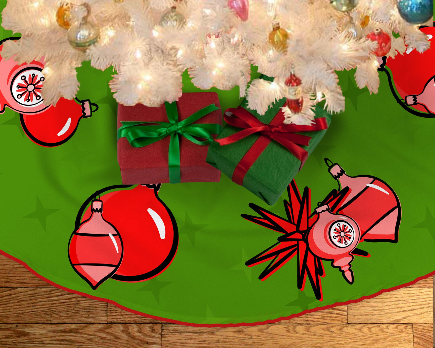 Retro Christmas Tree Skirt Mid Century Modern Style