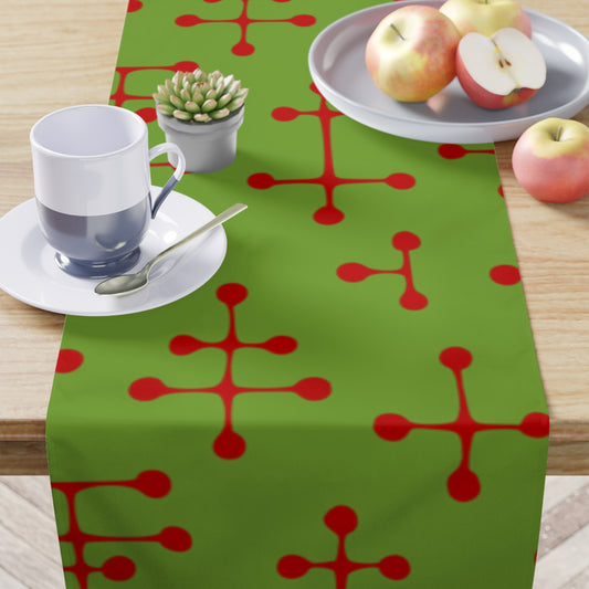 Charles & Ray Eames Small Dot Pattern Table Runner Mcm Retro Vintage Style Geometric Red Green Lines Dots Christmas Holidays