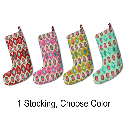 Mcm Retro Christmas Stocking Vintage Style Mid Century Modern Geometric Multicolor