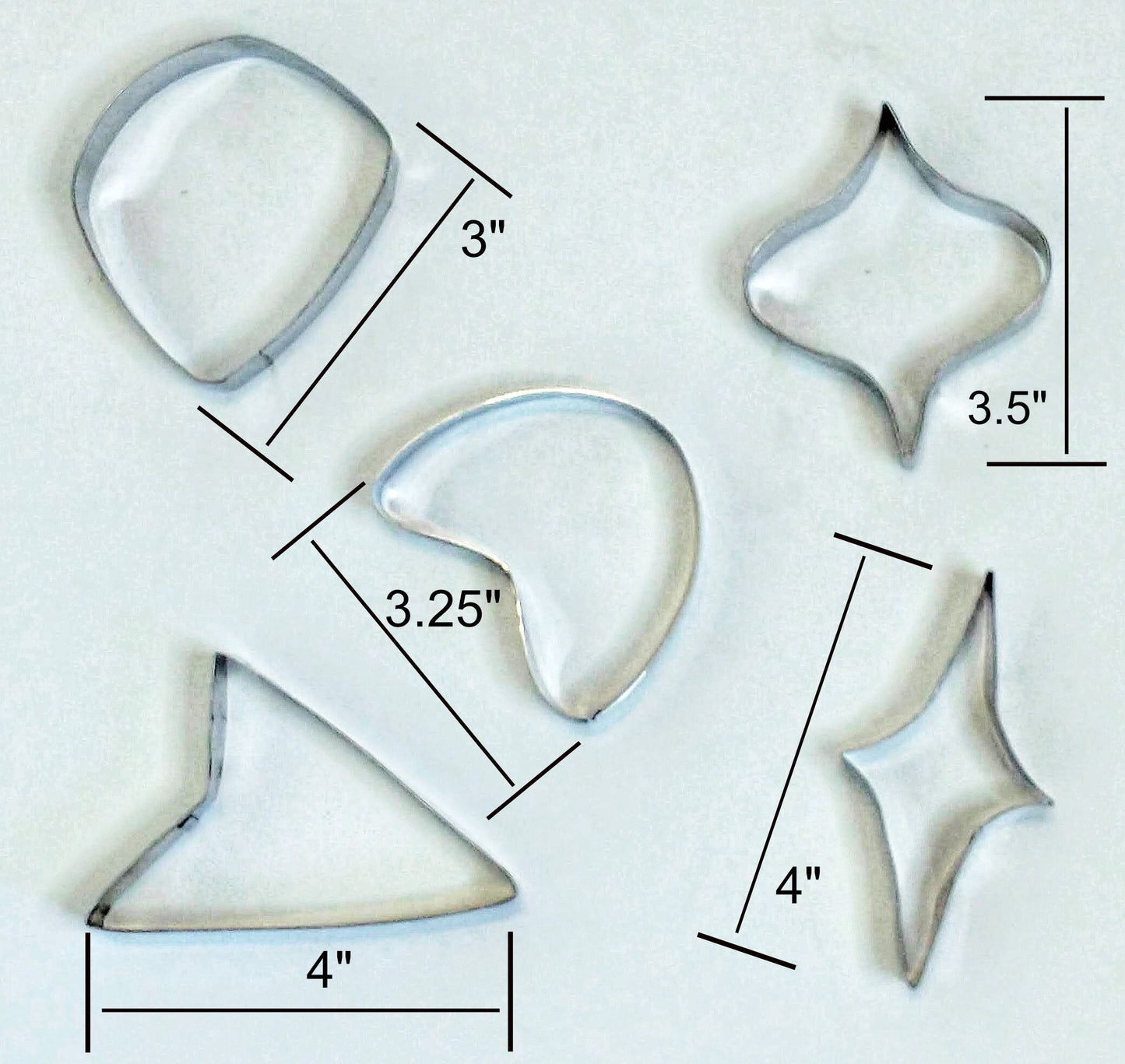 5 Piece Retro Cookie Cutter Set 50s Kitchen Mid Century Modern MCM Stainless Steel