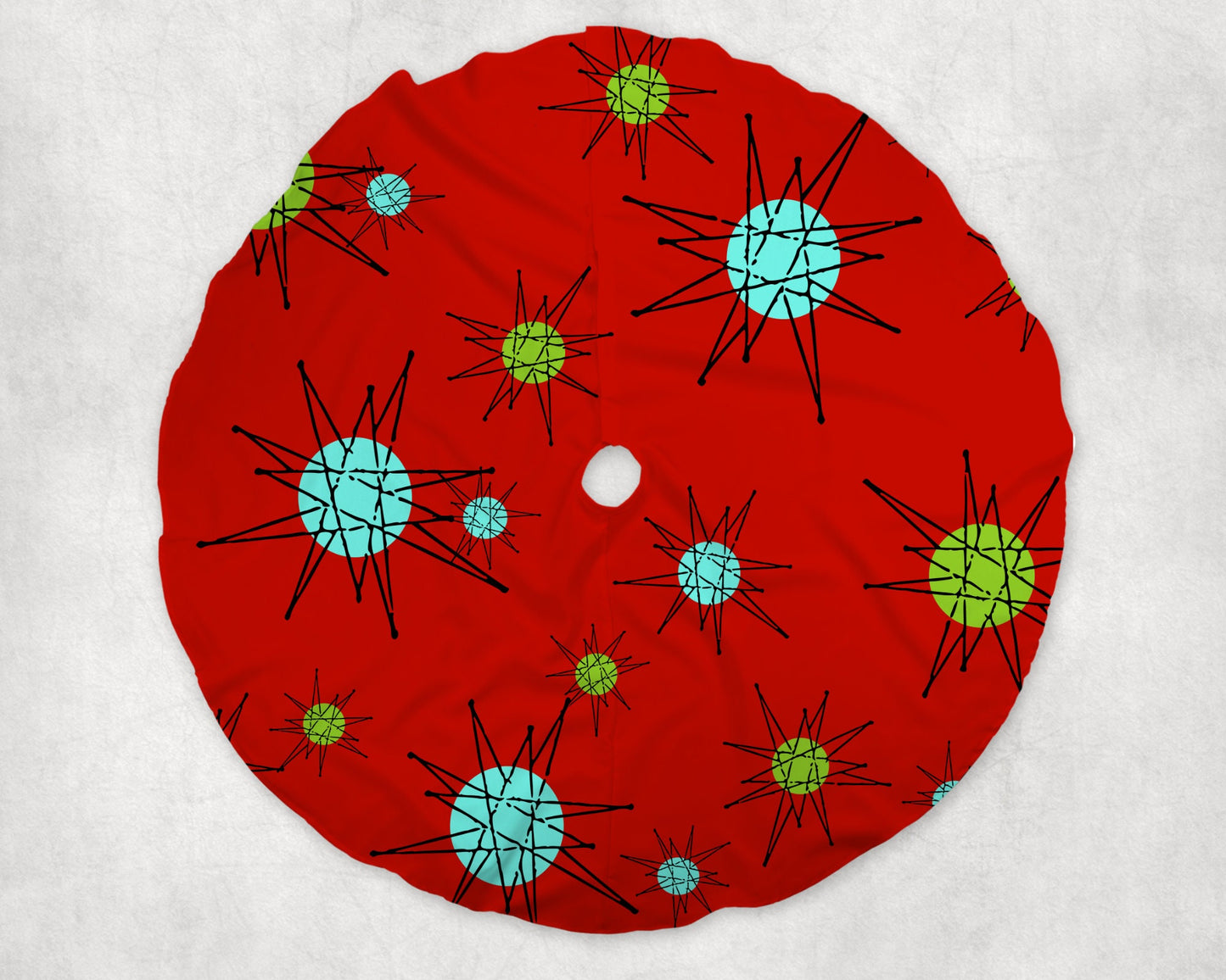 Retro Starburst Vintage Style Christmas Tree Skirt Mid Century Modern MCM