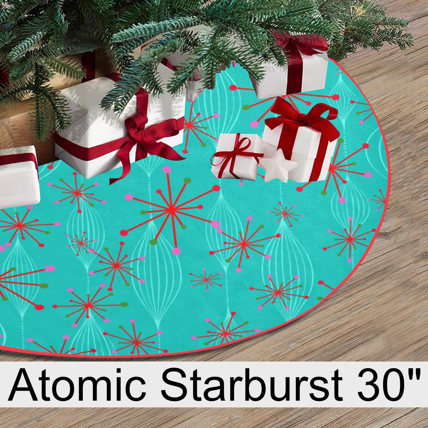 SMALL 30 inch Mcm Vintage Style Christmas Tree Skirt Mid Century Modern