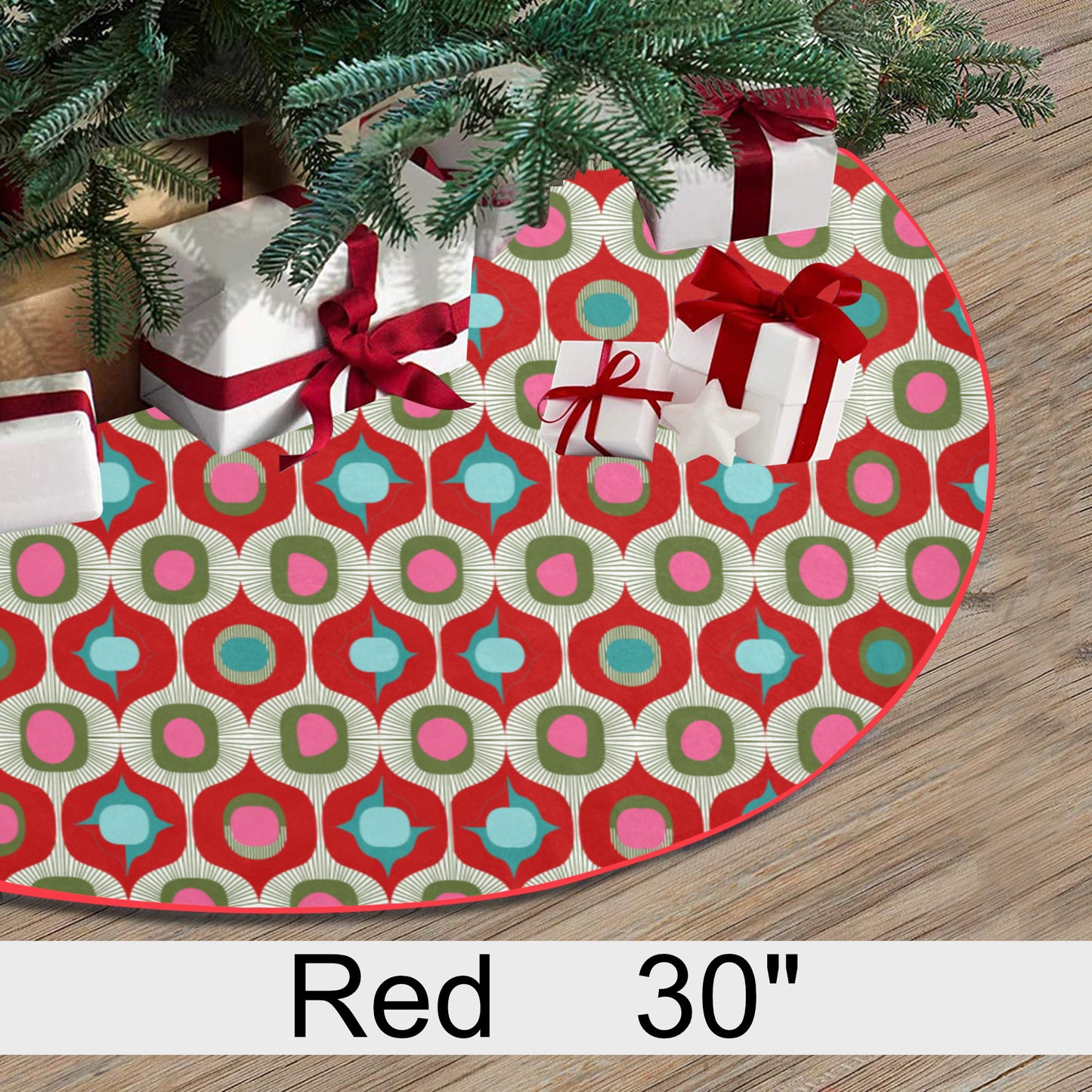 SMALL 30 inch Mcm Vintage Style Christmas Tree Skirt Mid Century Modern