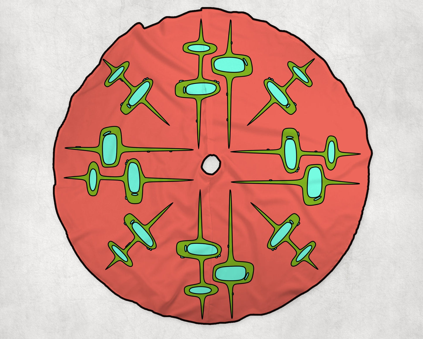 Retro Atomic Vintage Style Christmas Tree Skirt Mid Century Modern MCM