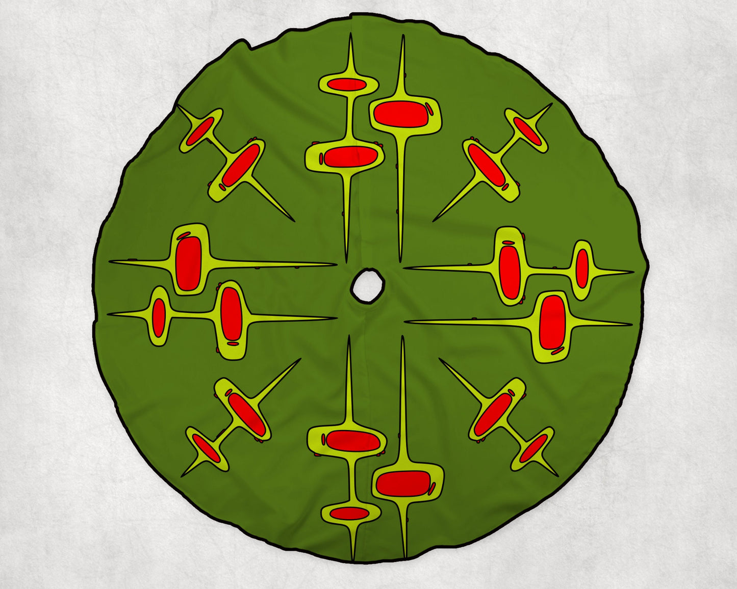 Retro Atomic Vintage Style Christmas Tree Skirt Mid Century Modern MCM