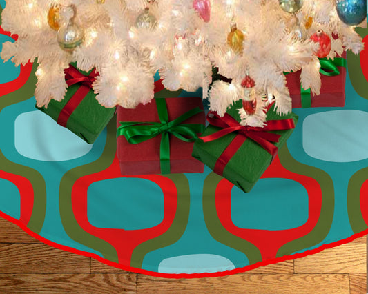 Retro Geometric Vintage Style Christmas Tree Skirt Mid Century Modern MCM