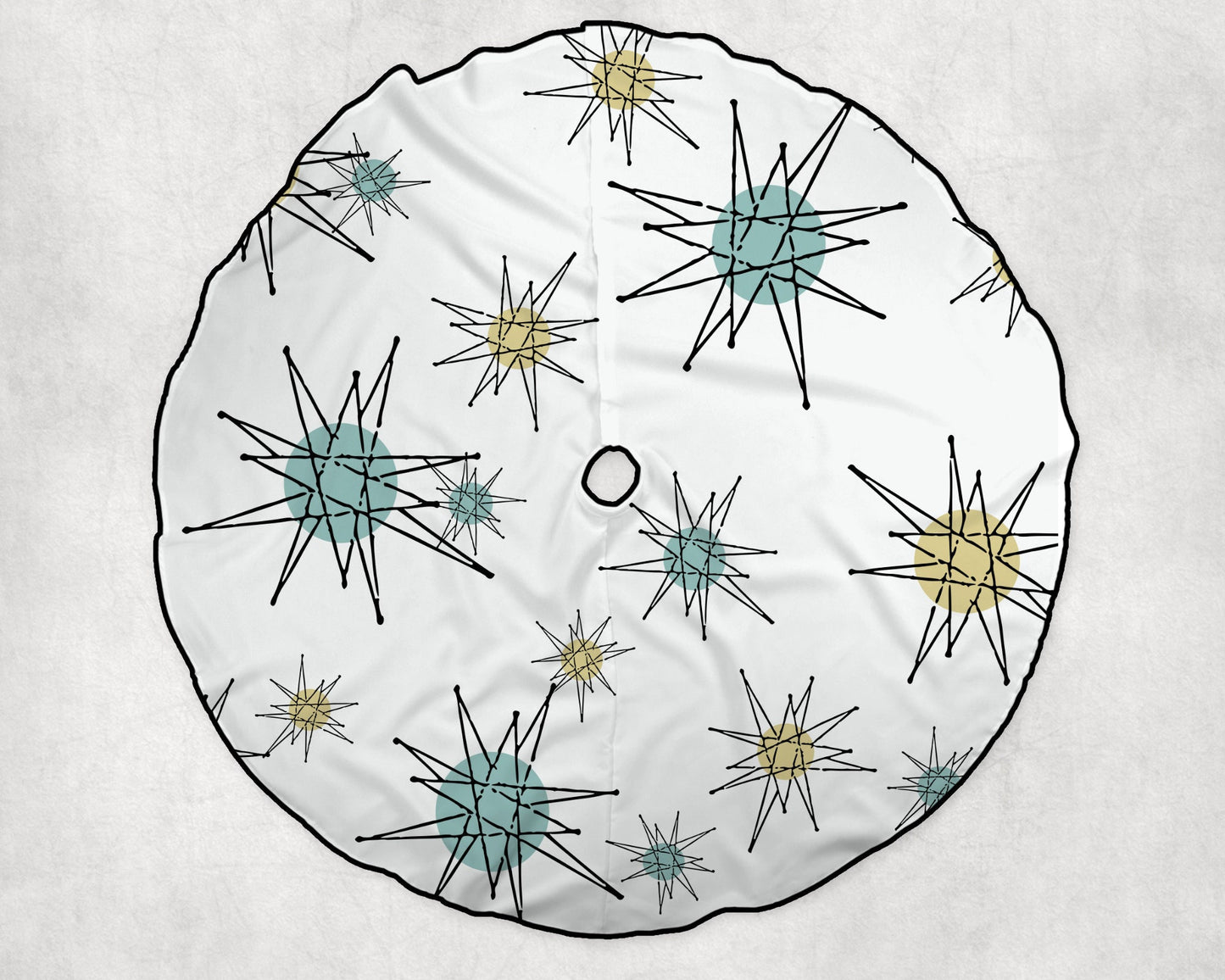 Retro Starburst Vintage Style Christmas Tree Skirt Mid Century Modern MCM