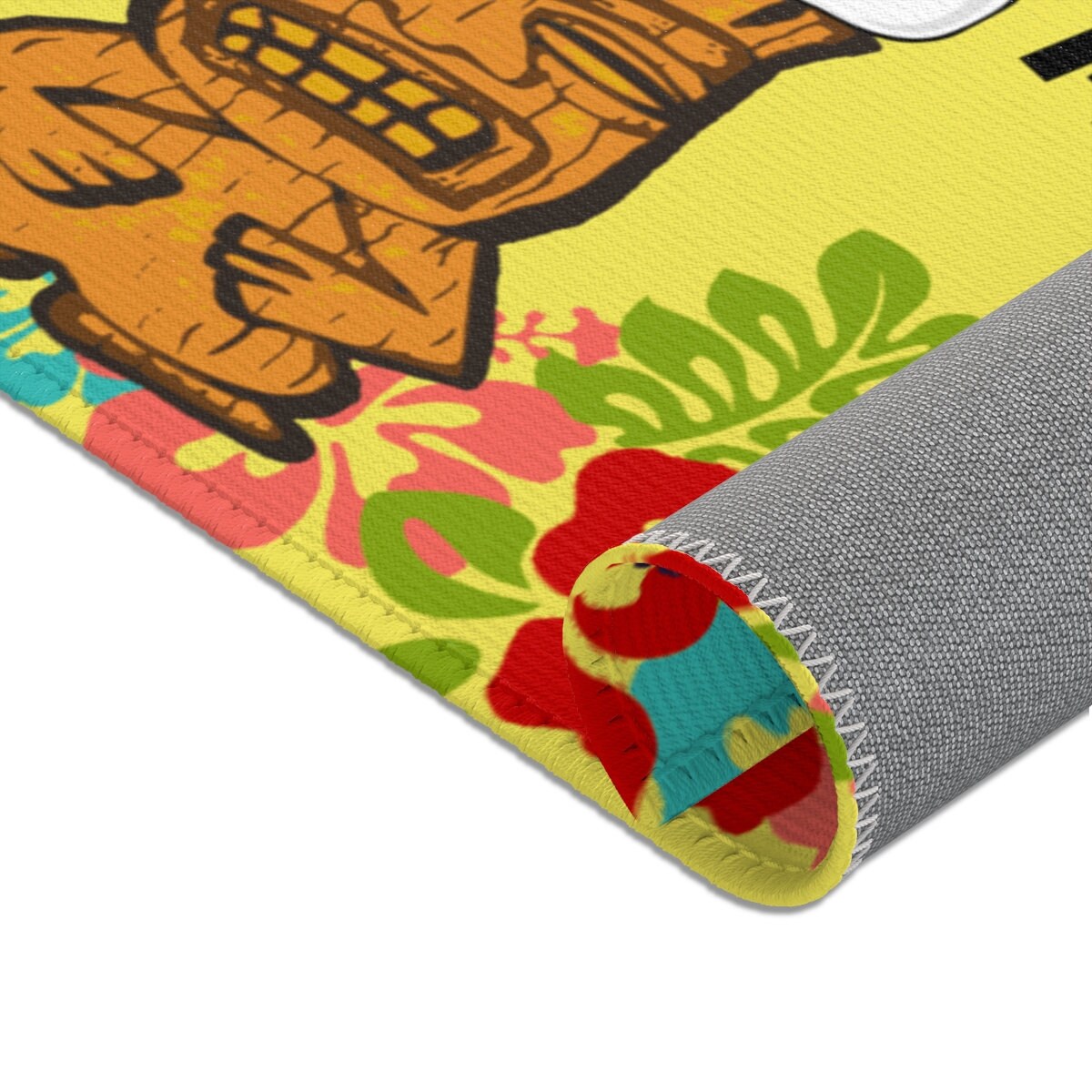 TIKI Christmas Holiday Festive Area Rug Mat Hawaii Mele Kalikimaka YELLOW