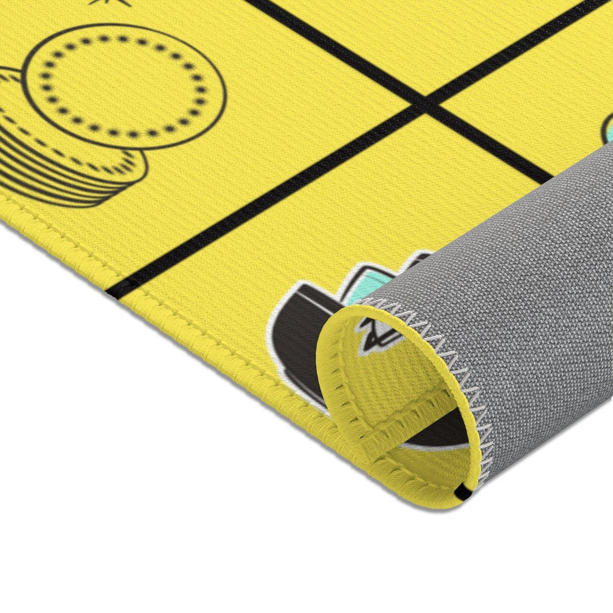 MCM Mid Century Modern Retro Kitchen Rug Vintage 50s Cookware Yellow