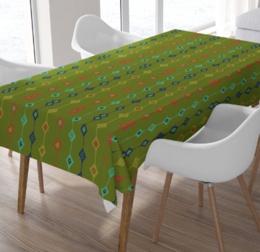 Tablecloth Retro Mid Century Modern Green MM1 Vintage Style Rectangle