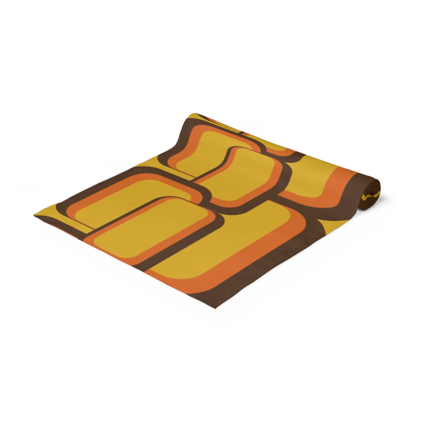 Table Runner 60s 70s Modern Geometric Yellow Brown 70s6 Vintage Style 72  x 16