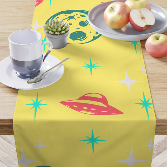 Table Runner Retro Mid Century Modern Yellow MM40 Vintage Style 72  x 16