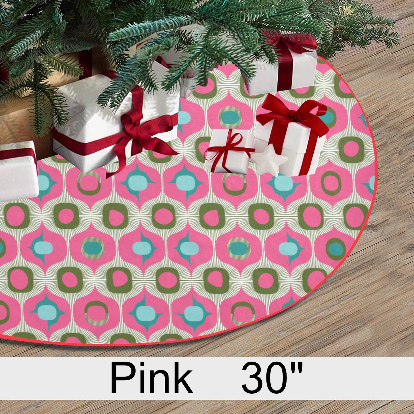 SMALL 30 inch Mcm Vintage Style Christmas Tree Skirt Mid Century Modern