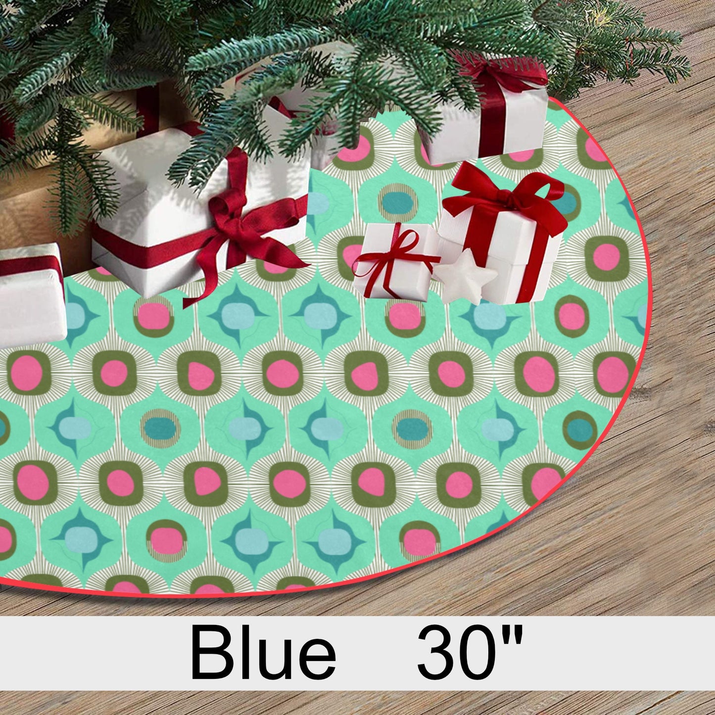 SMALL 30 inch Mcm Vintage Style Christmas Tree Skirt Mid Century Modern