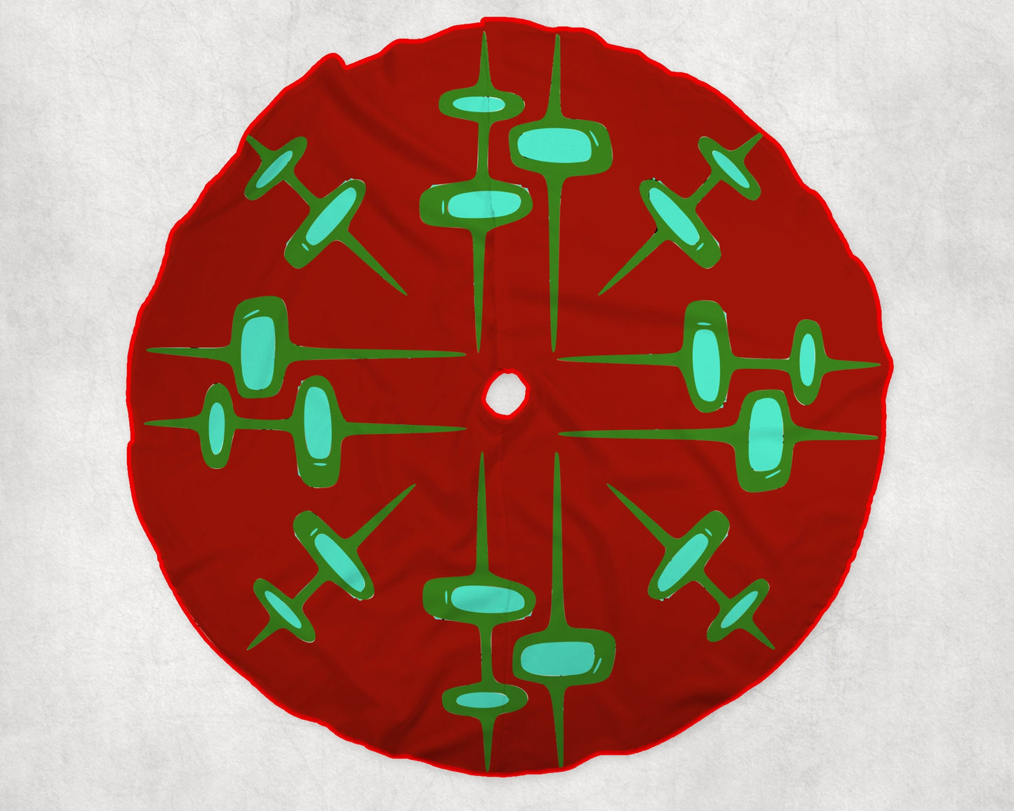 Retro Atomic Vintage Style Christmas Tree Skirt Mid Century Modern MCM