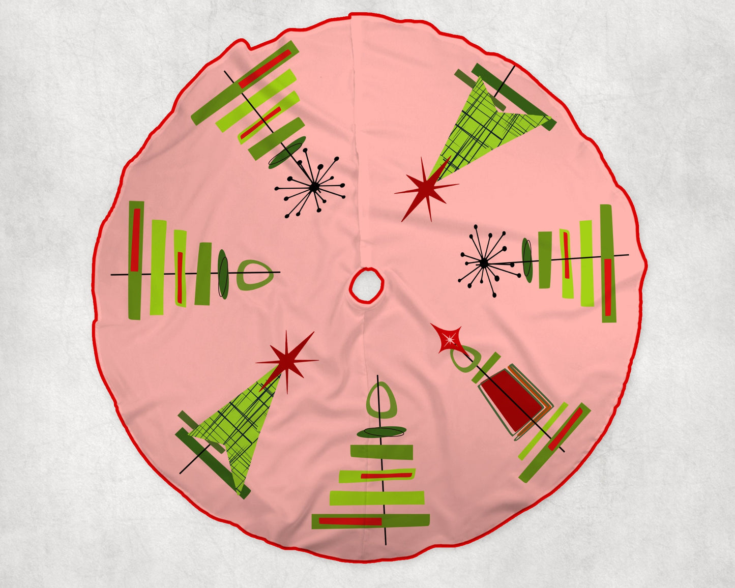 Retro Vintage Style Christmas Tree Skirt Mid Century Modern MCM Modernism Cubism Abstract