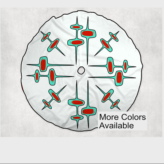 Retro Atomic Vintage Style Christmas Tree Skirt Mid Century Modern MCM