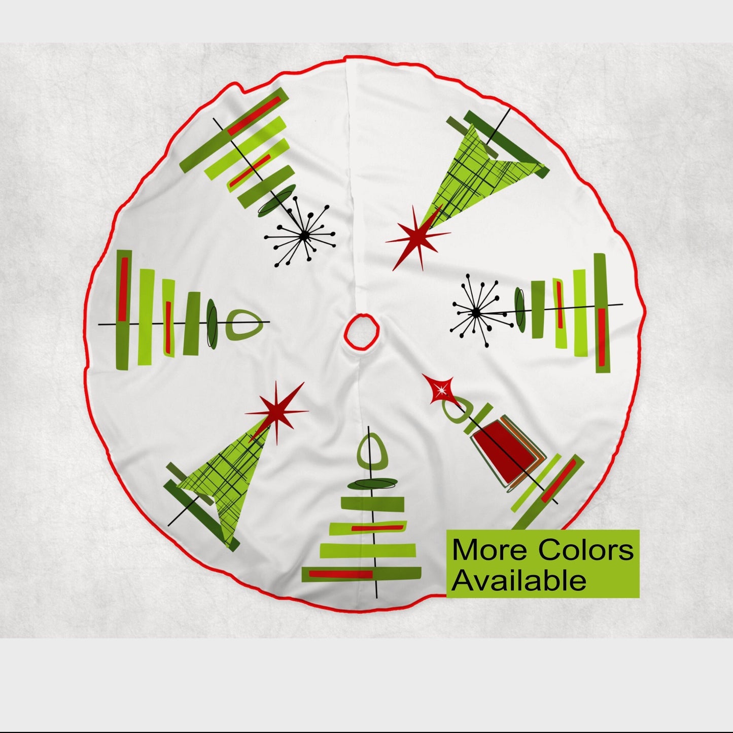 Retro Vintage Style Christmas Tree Skirt Mid Century Modern MCM Modernism Cubism Abstract