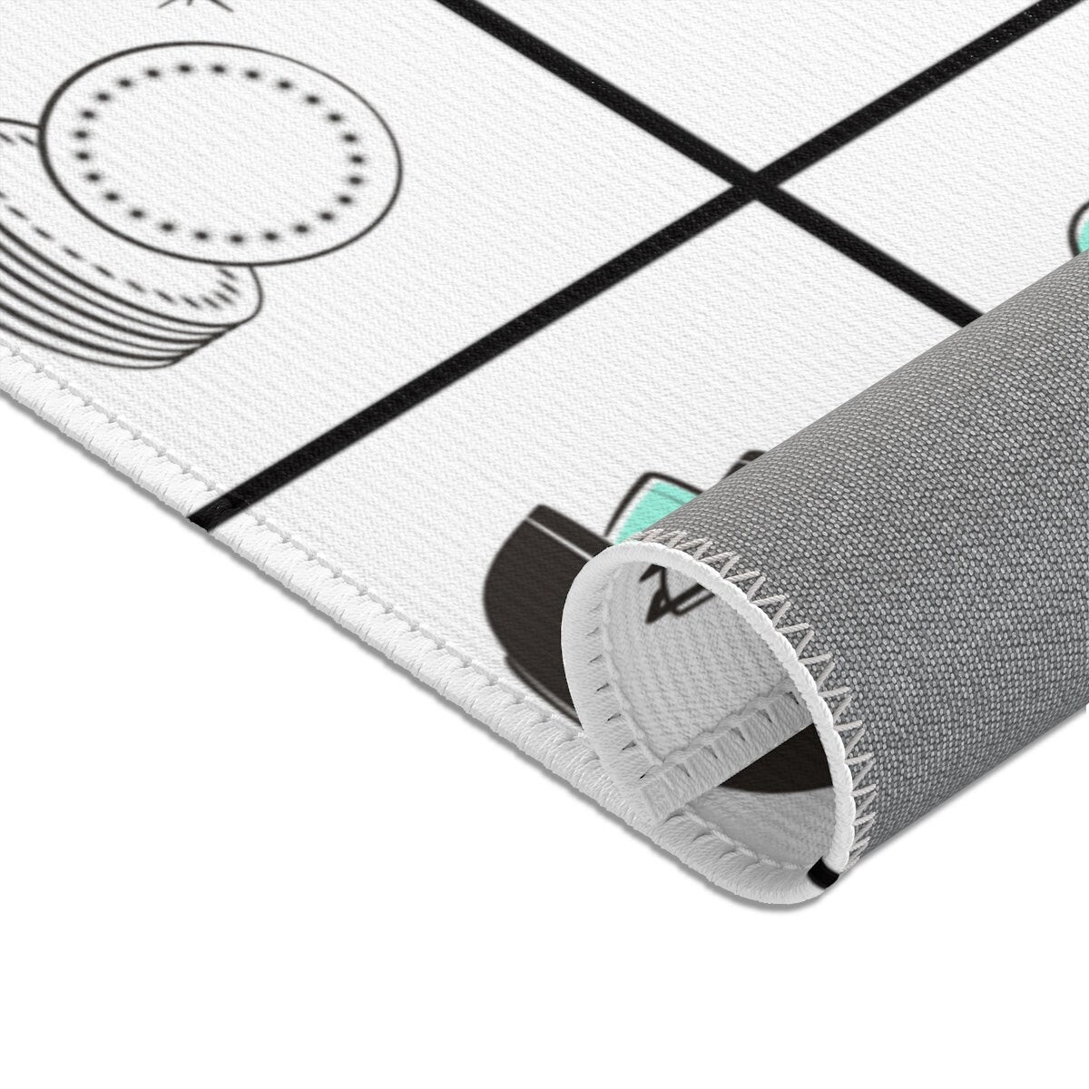 MCM Mid Century Modern Retro Kitchen Rug Vintage 50s Cookware White