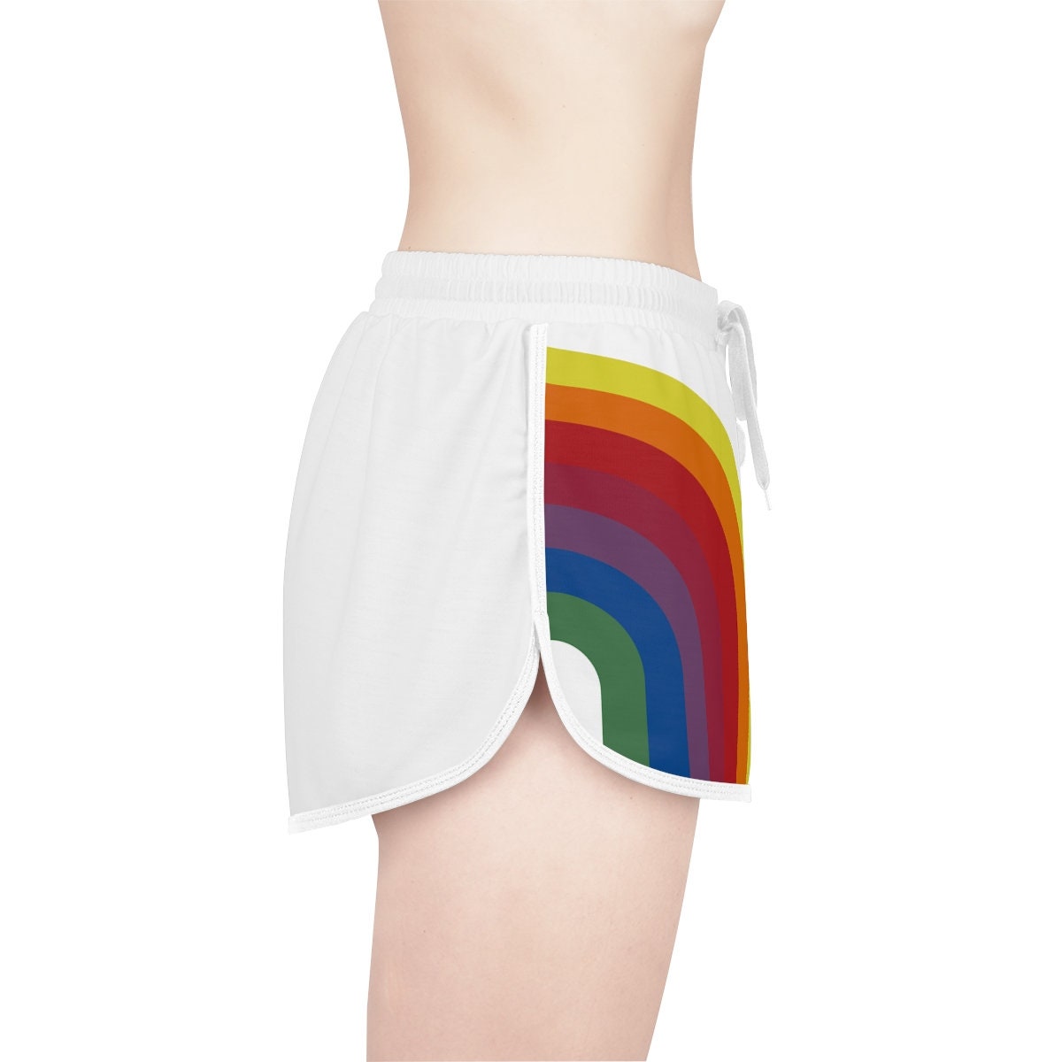 Rainbow Shorts Vintage Style 80s 70s Jersey Gym Tie Drawstring