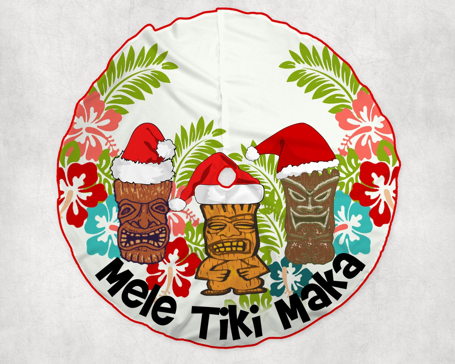 Retro Vintage Style Christmas Tree Skirt Mid Century Modern Tiki Hawaiian