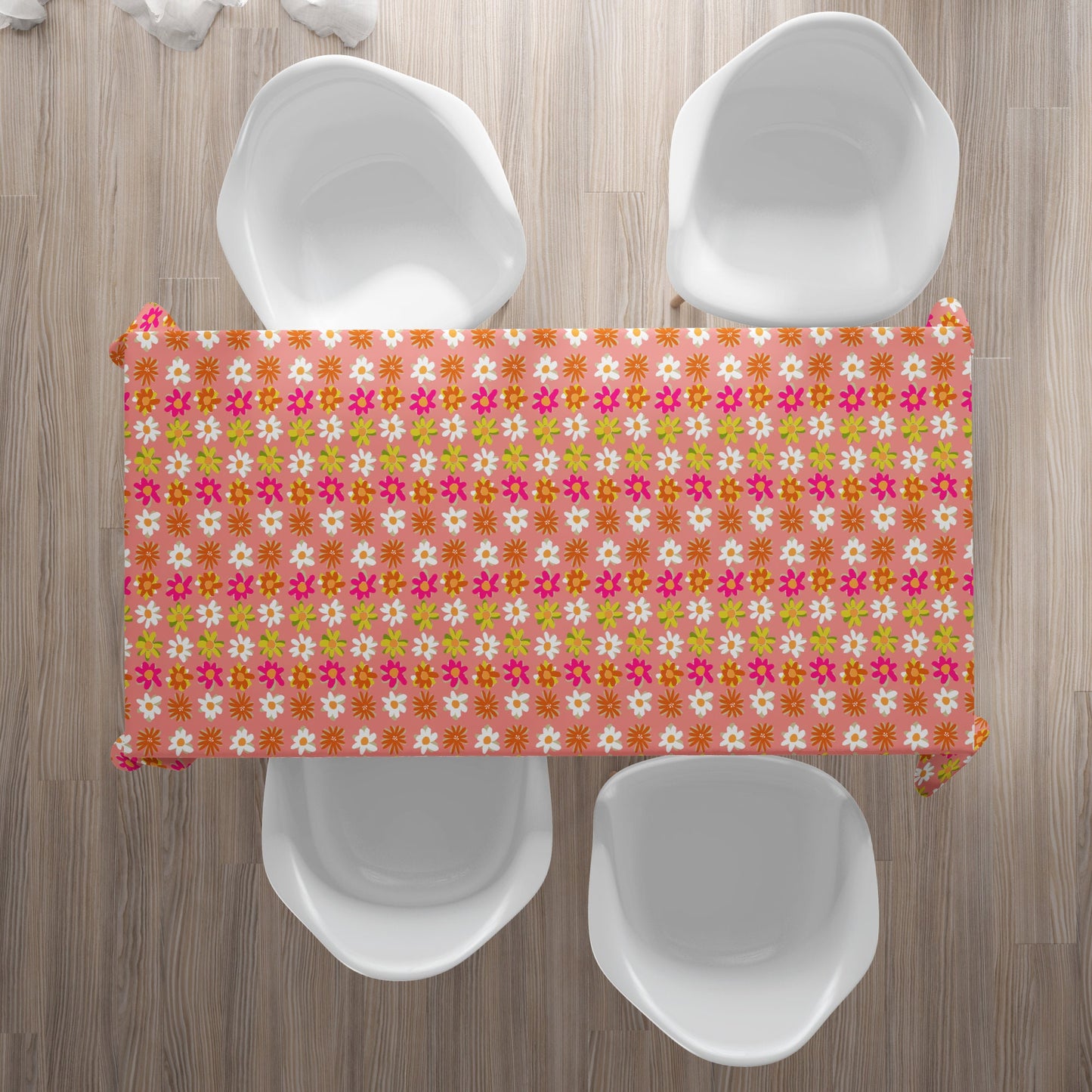 Tablecloth Retro 60s 70s Floral Pink 70s8 Vintage Style Rectangle