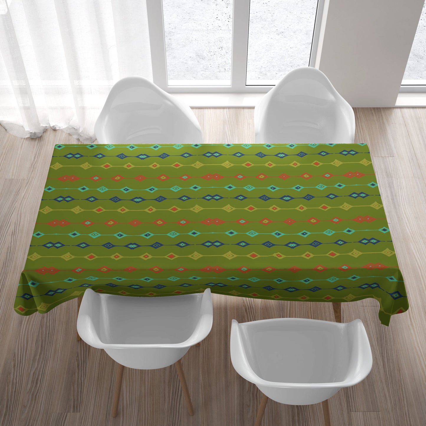 Tablecloth Retro Mid Century Modern Green MM1 Vintage Style Rectangle