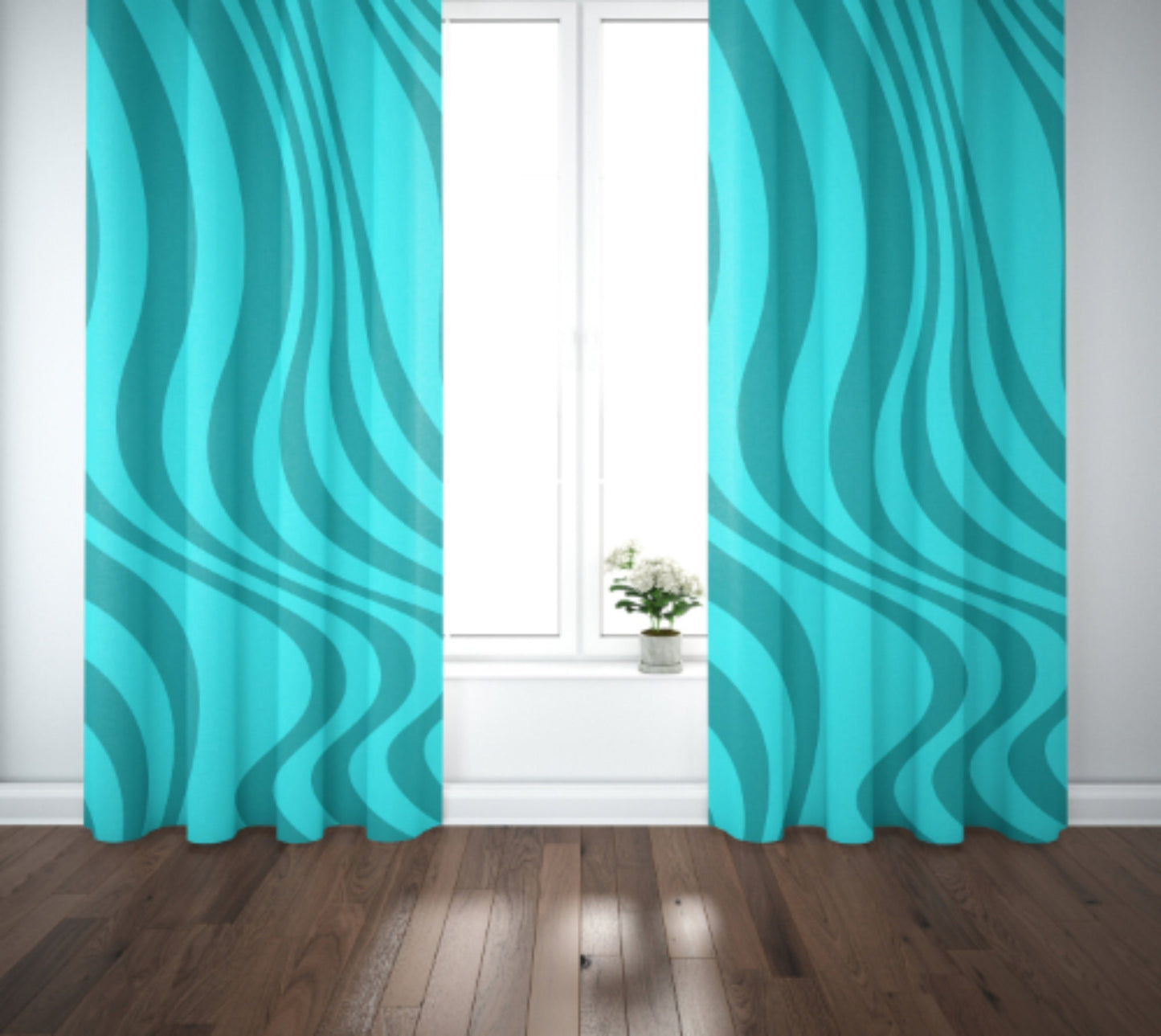 Curtain Blackout or Sheer Panel Vintage Style Retro 60s 70s Modern Swirl Orange Pink Blue Green 70s9