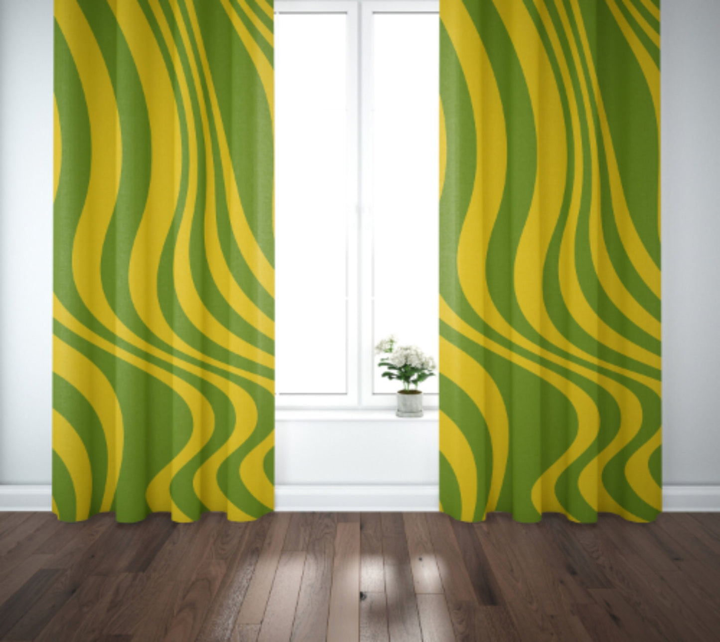 Curtain Blackout or Sheer Panel Vintage Style Retro 60s 70s Modern Swirl Orange Pink Blue Green 70s9