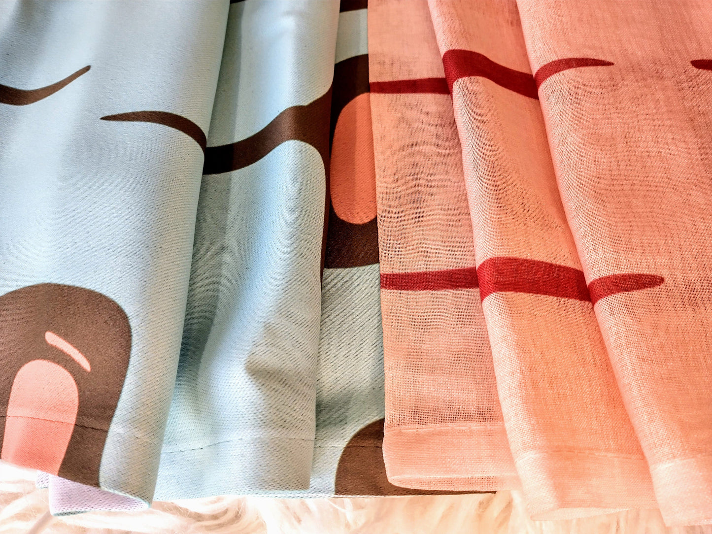 Curtain Blackout or Sheer Panel Vintage Style Mid Century Modern MCM Retro Blue Brown Gray Green Purple MM40