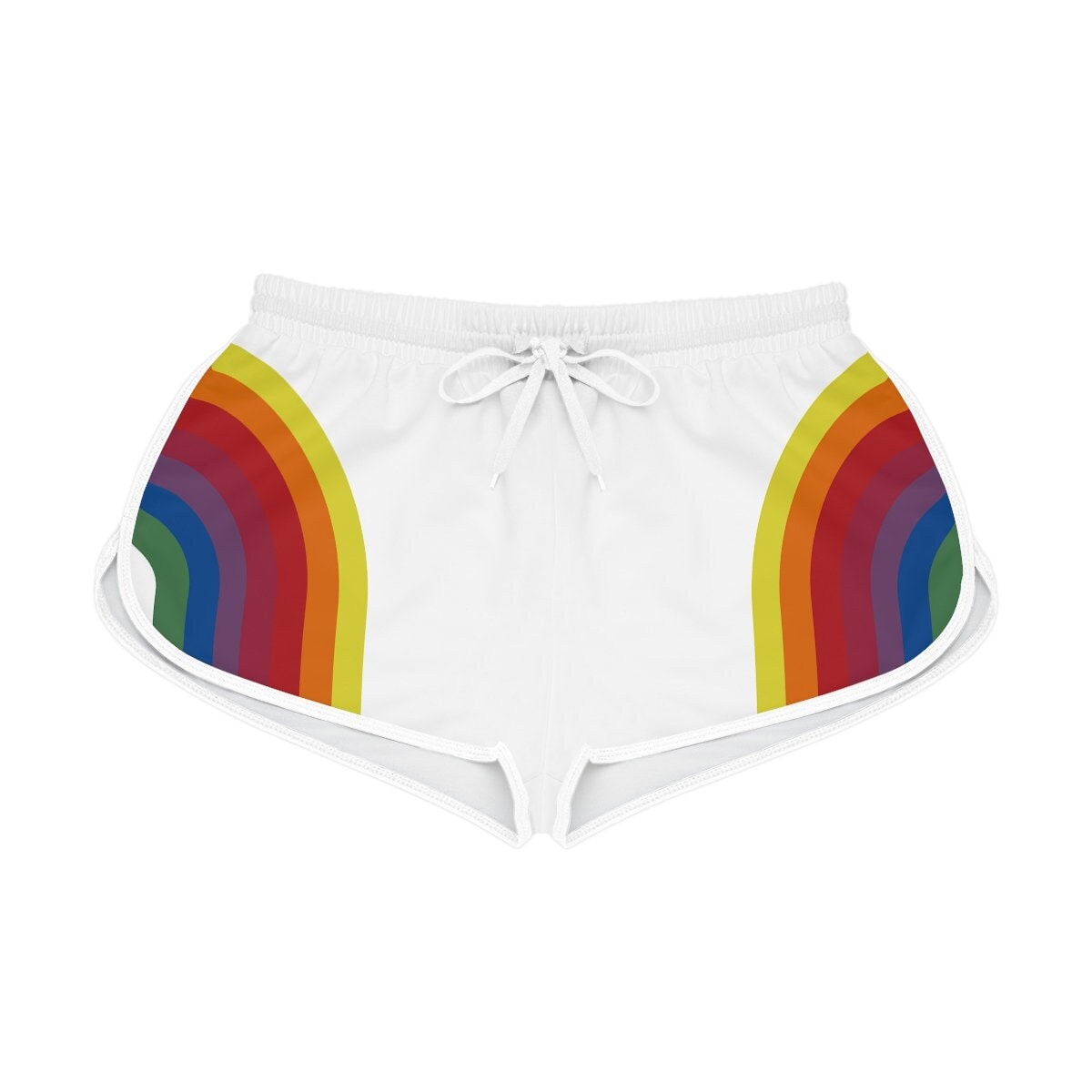 Rainbow Shorts Vintage Style 80s 70s Jersey Gym Tie Drawstring