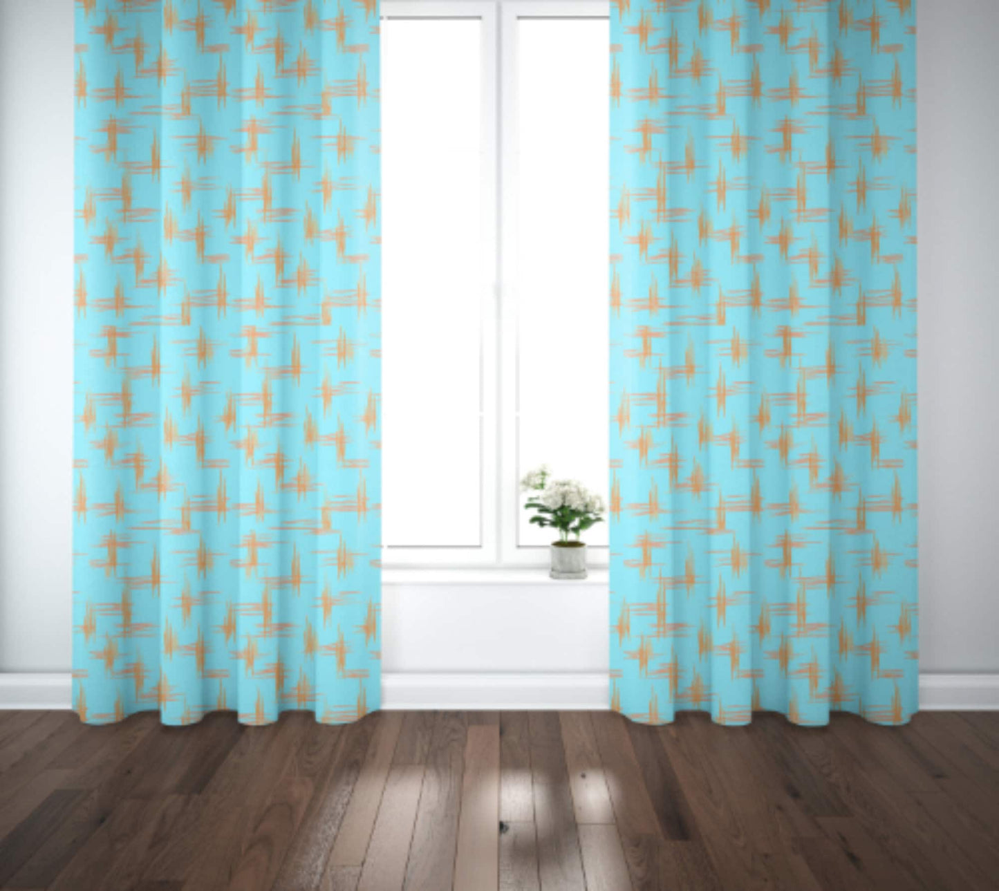 Curtain Blackout or Sheer Panel Vintage Style Mid Century Modern Mcm Retro Pink Blue Yellow Cream MM25