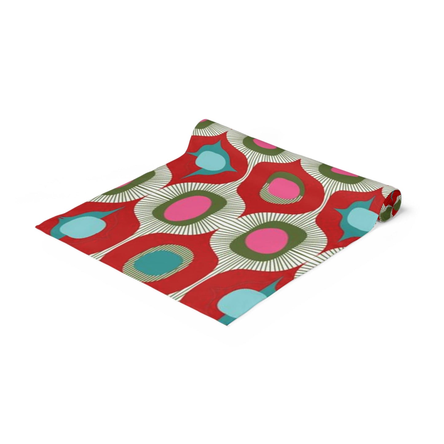 Table Runner Mcm Retro Vintage Style Geometric Red