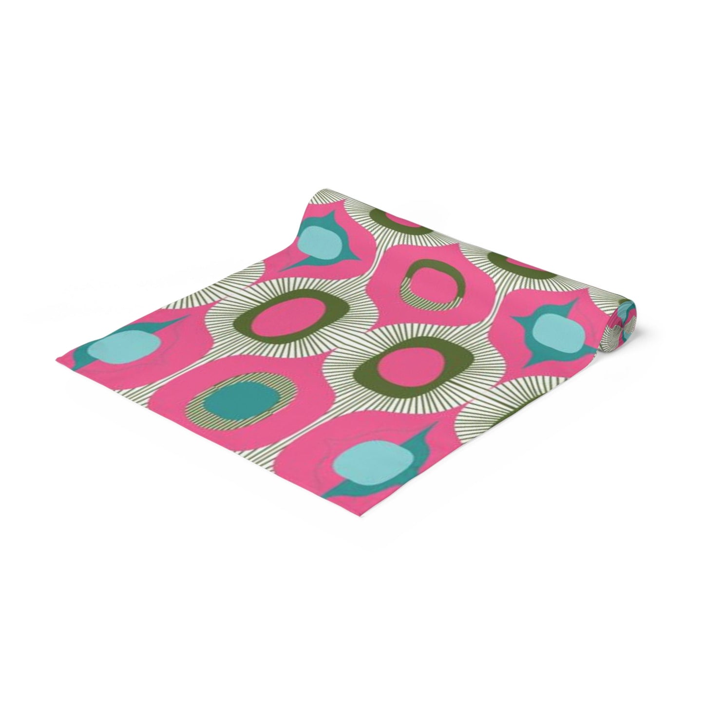 Table Runner Mcm Retro Vintage Style Geometric PINK