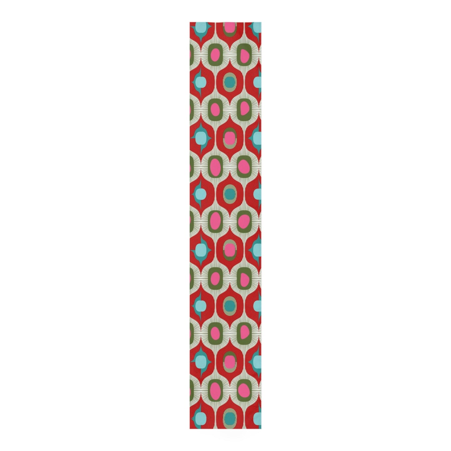 Table Runner Mcm Retro Vintage Style Geometric Red