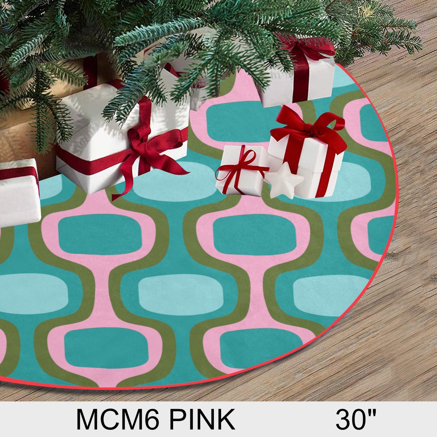 SMALL 30 inch Mcm Vintage Style Christmas Tree Skirt Mid Century Modern