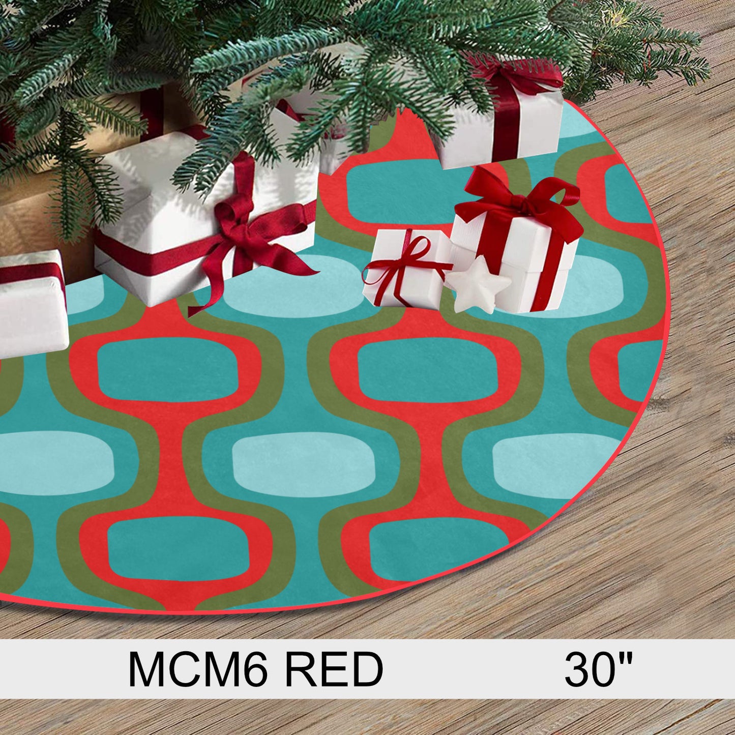 SMALL 30 inch Mcm Vintage Style Christmas Tree Skirt Mid Century Modern