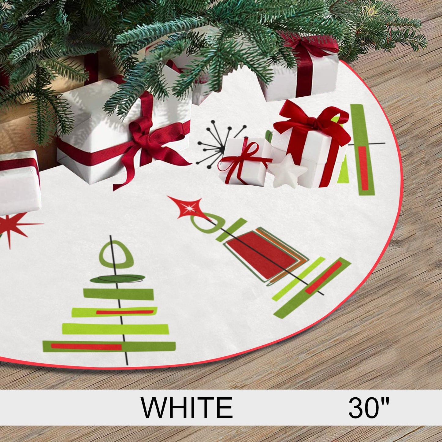 SMALL 30 inch Mcm Vintage Style Christmas Tree Skirt Mid Century Modern