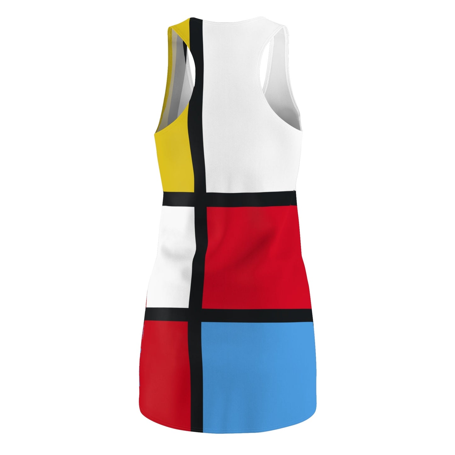 Mondrian Black White  Red Blue 1960s 60s Style Dress Beach Cover Up Retro Fashion Clothing for Women Small Medium Large
