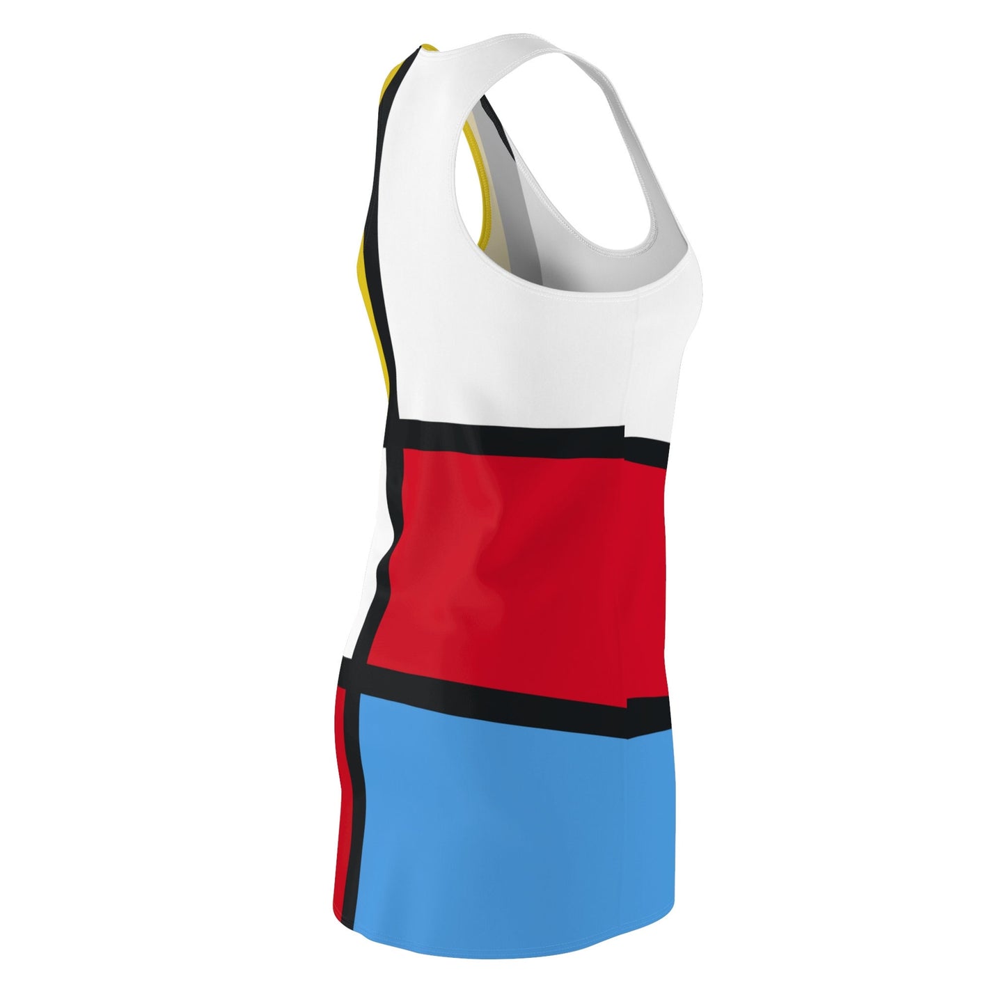 Mondrian Black White  Red Blue 1960s 60s Style Dress Beach Cover Up Retro Fashion Clothing for Women Small Medium Large