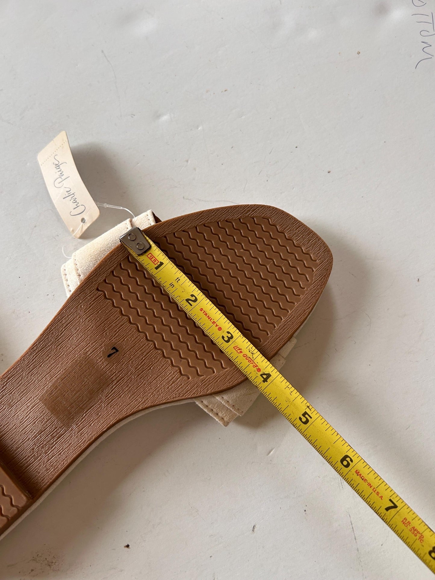 Mod Sandals 7 Off White Cream Buckle 60s Style NEW Slide Flat Charlie Paige