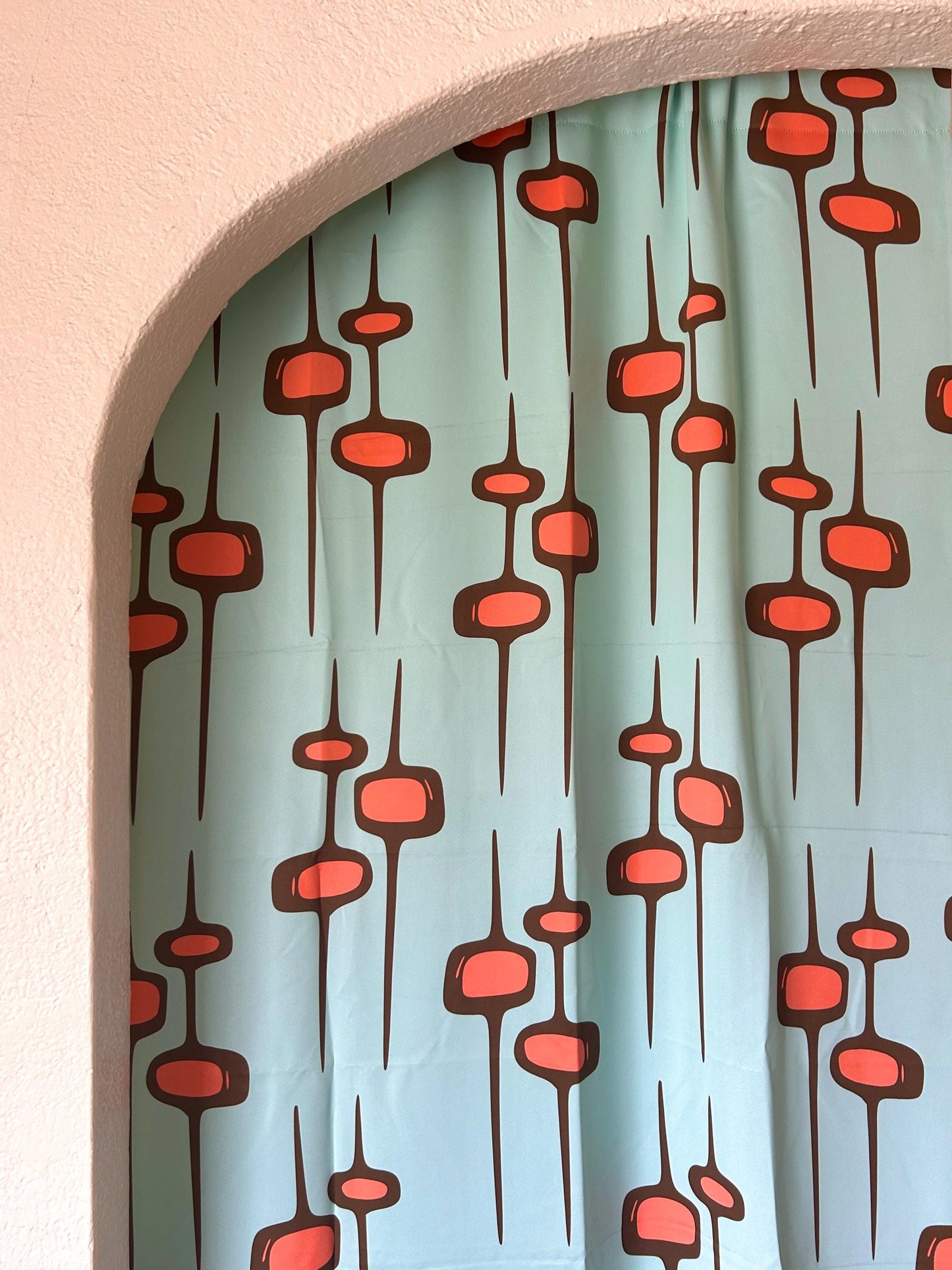 Curtain Blackout or Sheer Panel Vintage Style Mid Century Modern Mcm Retro Geometric Mm36 Blue Pink Orange Mustard Yellow