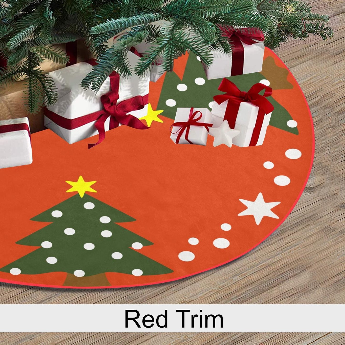 Christmas Tree Skirt Retro Vintage Folk Art Style
